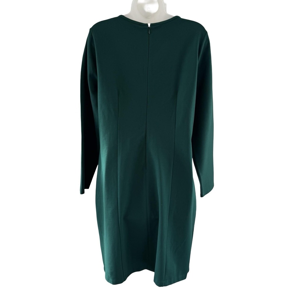J Crew Dress Womens Large Green Long Sleeve Ponte Knit Sheath Knee Length Jewel - Picture 8 of 16